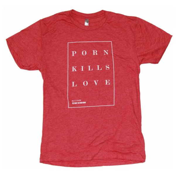 Classic red porn kills love tee